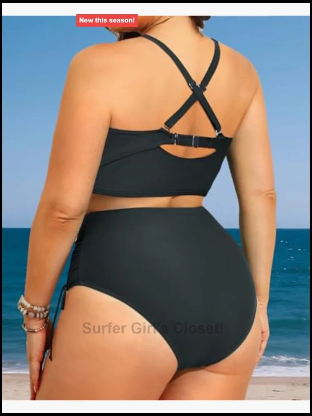 Plus Size High Waisted Bikini Set Tummy Control Ruched Bottom Two Piece Swimwear